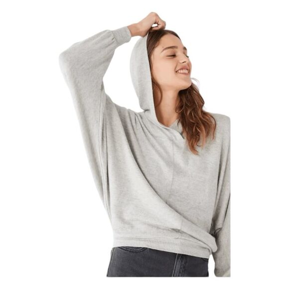 Project Social T Julia Hoodie Sweatshirt Gray Fleece Dolman Long Sleeve Pull-Ove - Picture 1 of 10